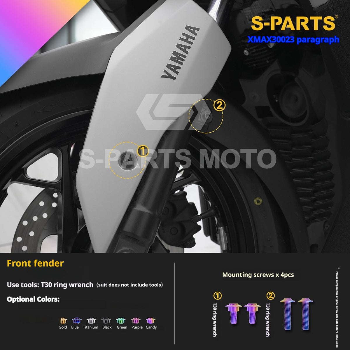 SPARTS Titanium Bolt Set for 2023 XMAX300 | Yamaha Motorcycle Titanium Bolt Upgrade