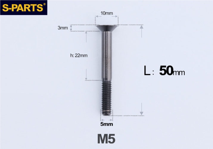 SPARTS M5×8-50mm Countersunk Titanium Alloy Bolt