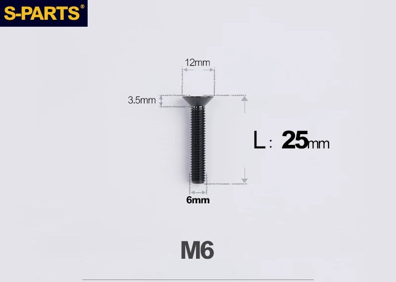 SPARTS M6×10–65mm Titanium Torx Countersunk Bolts for Motorcycle Frames
