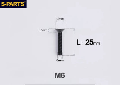 SPARTS M6×10–65mm Titanium Torx Countersunk Bolts for Motorcycle Frames
