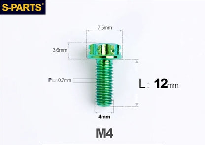SPARTS M4 ×6 –50mm Titanium Torx Flange Head Bolts