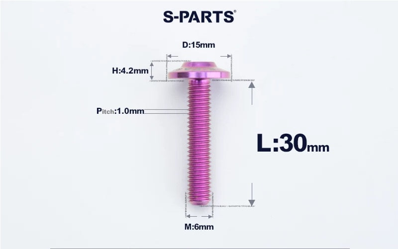 SPARTS M6×8–45mm D15 Titanium Button Head Bolts for Motorcycles