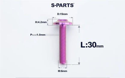 SPARTS M6×8–45mm D15 Titanium Button Head Bolts for Motorcycles