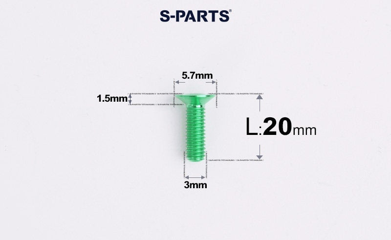 SPARTS Series M3 L6-30 Countersunk Titanium Bolt for motocycle
