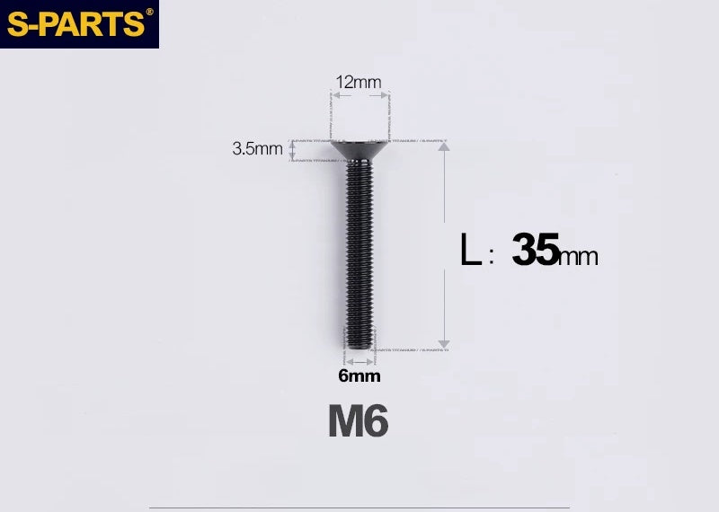 SPARTS M6×10–65mm Titanium Torx Countersunk Bolts for Motorcycle Frames