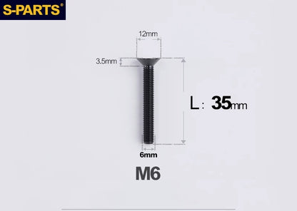 SPARTS M6×10–65mm Titanium Torx Countersunk Bolts for Motorcycle Frames