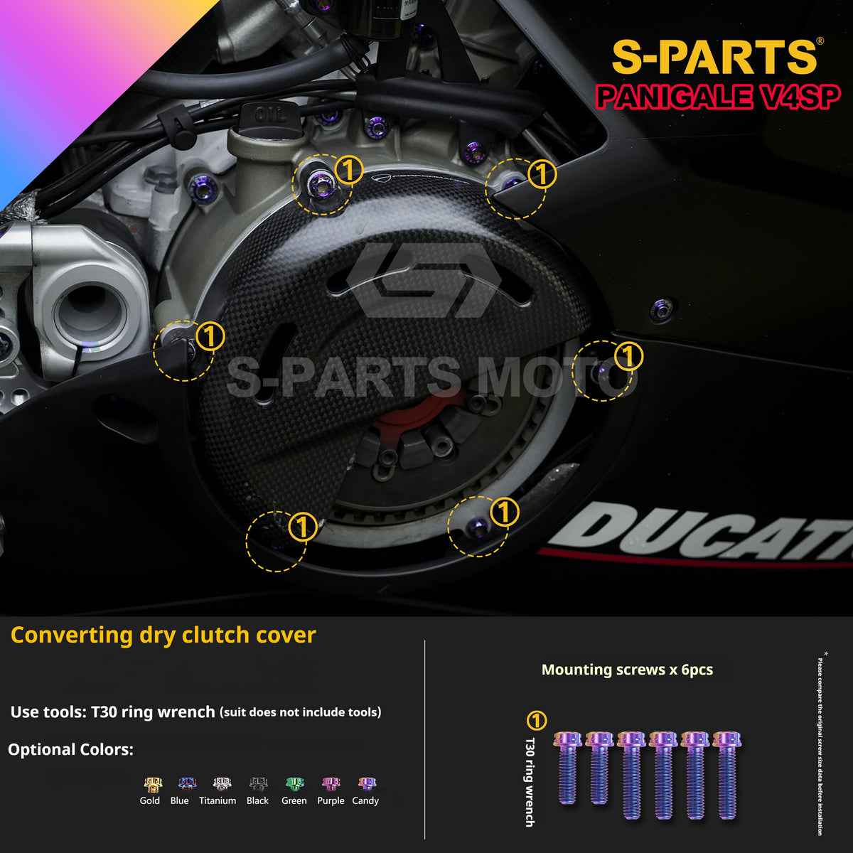 SPARTS TC4 Titanium Bolt Kit for Ducati Panigale V4SP Motorcycle