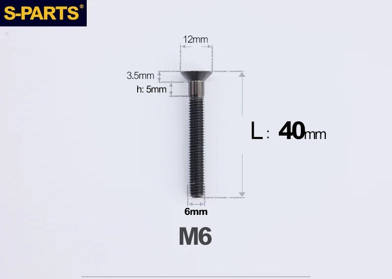 SPARTS M6×10–65mm Titanium Torx Countersunk Bolts for Motorcycle Frames