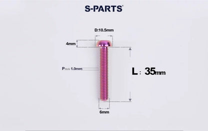 SPARTS M6×8–35mm Titanium Button Head Bolts for Bicycle Brake Calipers