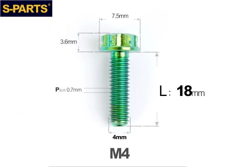 SPARTS M4 ×6 –50mm Titanium Torx Flange Head Bolts