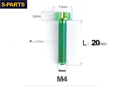 SPARTS M4 ×6 –50mm Titanium Torx Flange Head Bolts