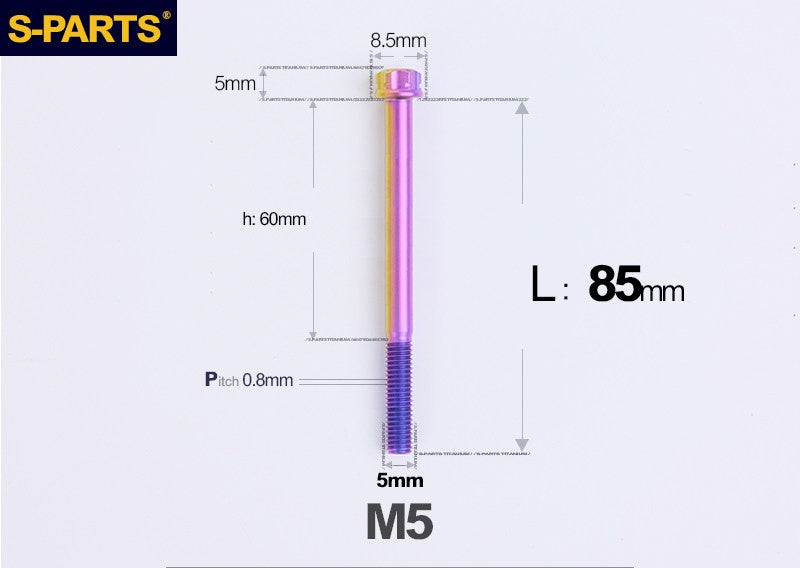 SPARTS M5×6-95mm Standard Head Screw Titanium Bolt for Motorcycle Modification