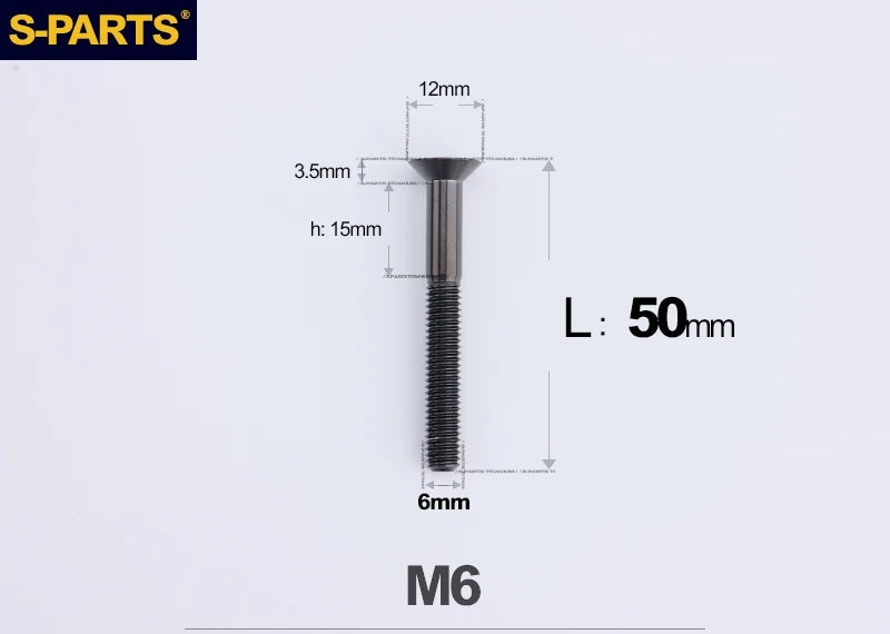 SPARTS M6×10–65mm Titanium Torx Countersunk Bolts for Motorcycle Frames