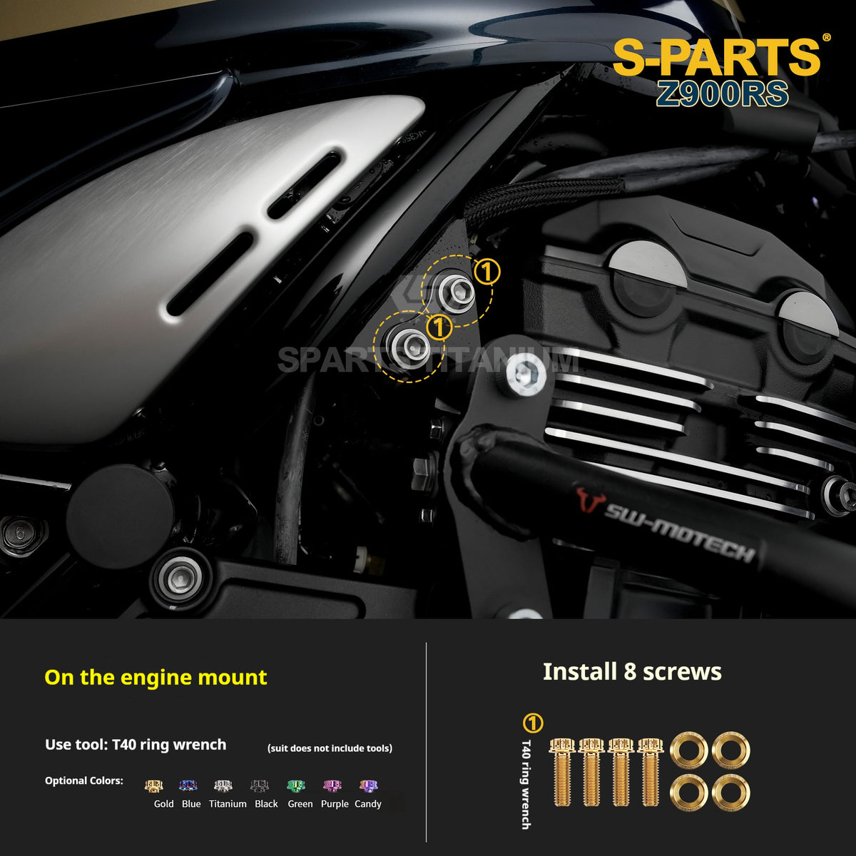SPARTS Titanium Screw Set for Kawasaki Z900RS – Motorcycle Upgrade Kit