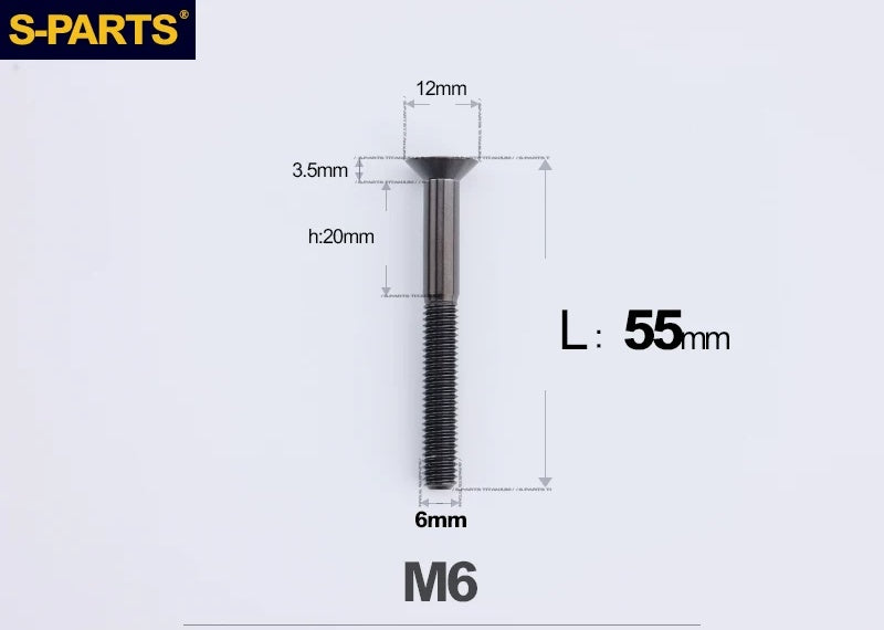 SPARTS M6×10–65mm Titanium Torx Countersunk Bolts for Motorcycle Frames