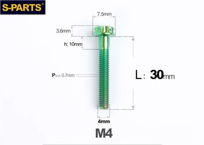SPARTS M4 ×6 –50mm Titanium Torx Flange Head Bolts