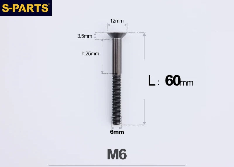 SPARTS M6×10–65mm Titanium Torx Countersunk Bolts for Motorcycle Frames