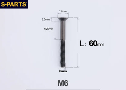 SPARTS M6×10–65mm Titanium Torx Countersunk Bolts for Motorcycle Frames
