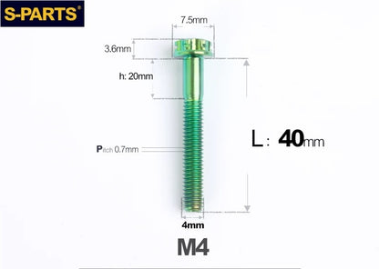 SPARTS M4 ×6 –50mm Titanium Torx Flange Head Bolts