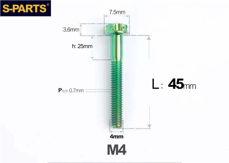 SPARTS M4 ×6 –50mm Titanium Torx Flange Head Bolts