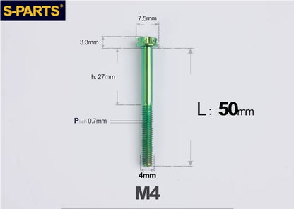 SPARTS M4 ×6 –50mm Titanium Torx Flange Head Bolts
