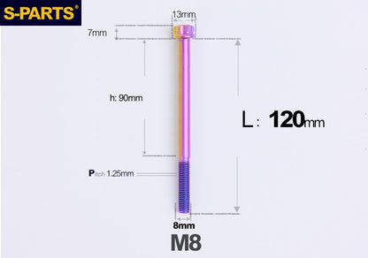 SPARTS M8 A3 Titanium Bolts TC4 Standard Head Fasteners