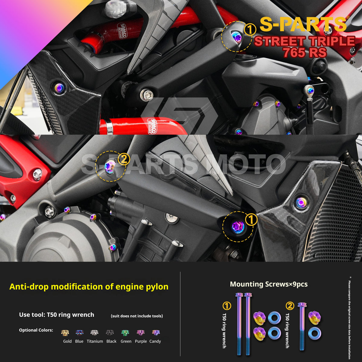SPARTS Titanium Screw Set for Triumph Street Triple RS –CNC Titanium Upgrade Kit