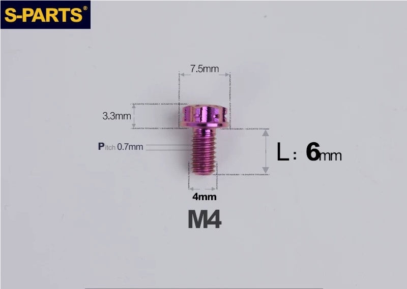 SPARTS M4 ×6 –50mm Titanium Torx Flange Head Bolts
