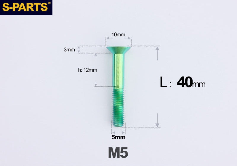 SPARTS M5×8-50mm Countersunk Titanium Alloy Bolt
