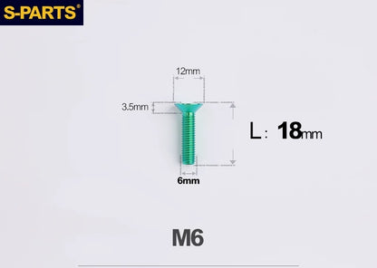 SPARTS M6×10–65mm Titanium Torx Countersunk Bolts for Motorcycle Frames