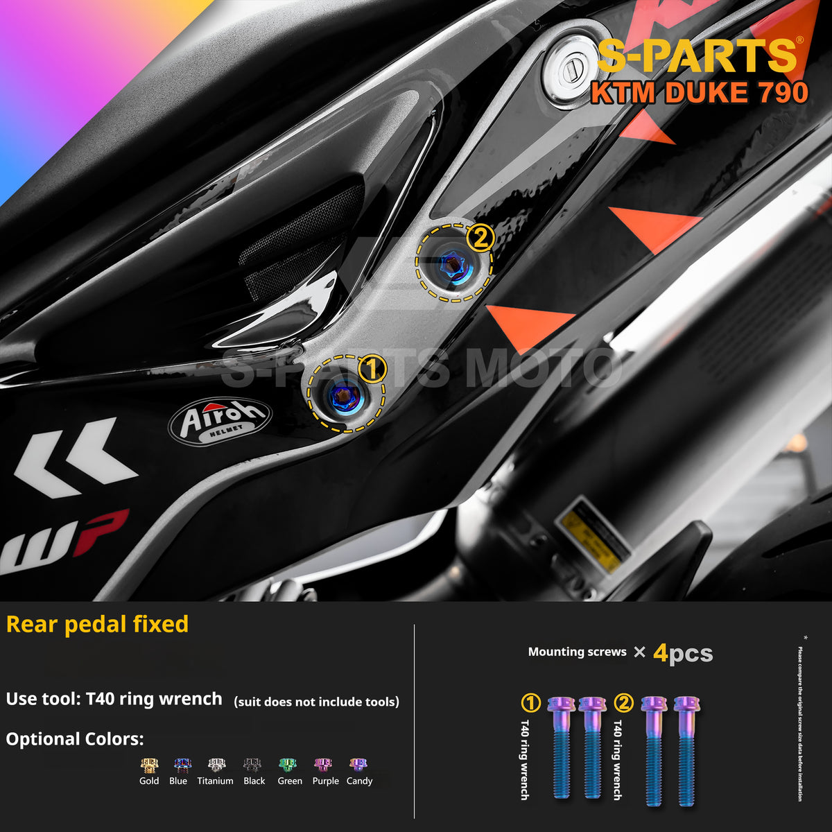 SPARTS TC4 Titanium Bolt Kit Compatible with KTM DUKE 790 – Full Motorcycle Fastener Upgrade