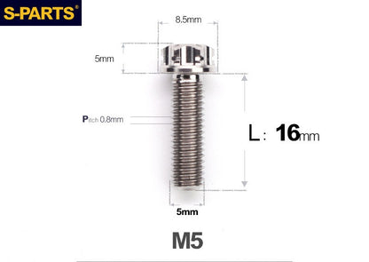 SPARTS M5×6-95mm Standard Head Screw Titanium Bolt for Motorcycle Modification