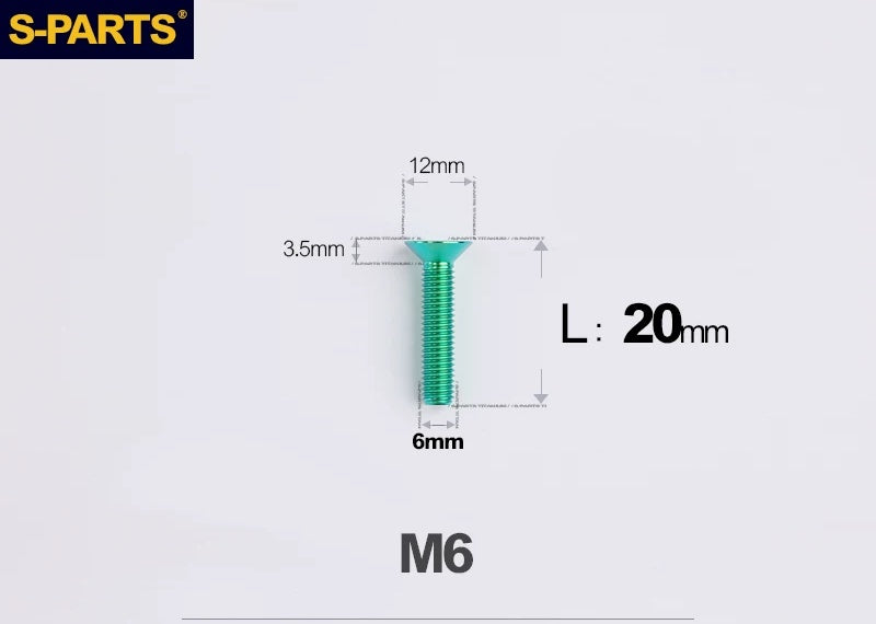 SPARTS M6×10–65mm Titanium Torx Countersunk Bolts for Motorcycle Frames