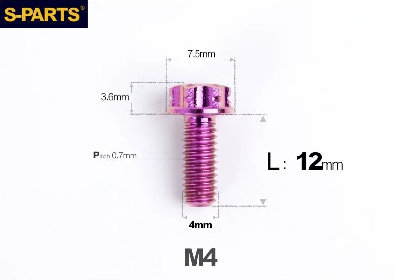 SPARTS M4 ×6 –50mm Titanium Torx Flange Head Bolts