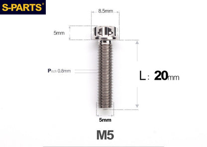 SPARTS M5×6-95mm Standard Head Screw Titanium Bolt for Motorcycle Modification