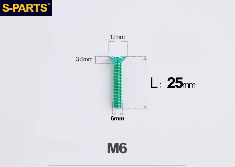 SPARTS M6×10–65mm Titanium Torx Countersunk Bolts for Motorcycle Frames