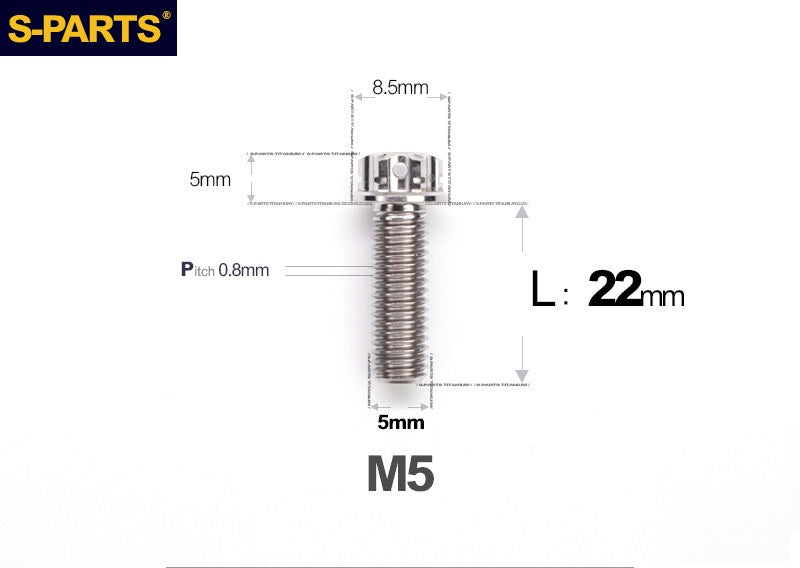 SPARTS M5×6-95mm Standard Head Screw Titanium Bolt for Motorcycle Modification