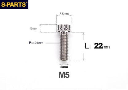 SPARTS M5×6-95mm Standard Head Screw Titanium Bolt for Motorcycle Modification