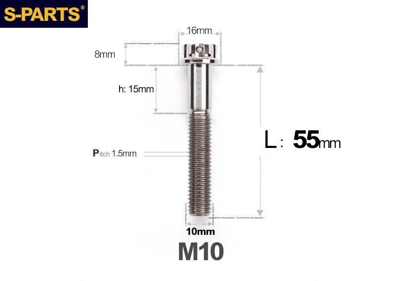 SPARTS M10 P1.5 L15-120 A3 Series Titanium Bolt – Standard Head