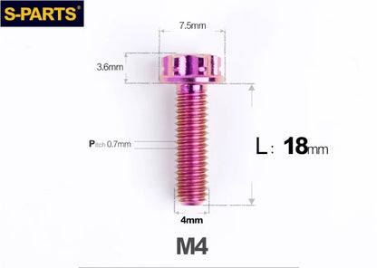 SPARTS M4 ×6 –50mm Titanium Torx Flange Head Bolts