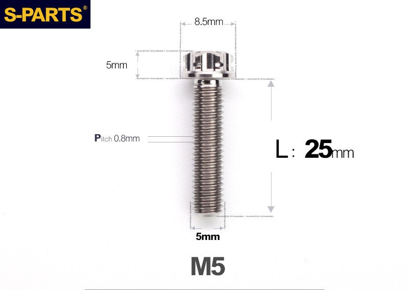 SPARTS M5×6-95mm Standard Head Screw Titanium Bolt for Motorcycle Modification