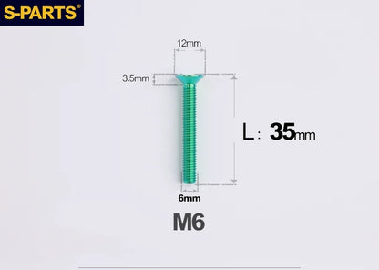 SPARTS M6×10–65mm Titanium Torx Countersunk Bolts for Motorcycle Frames