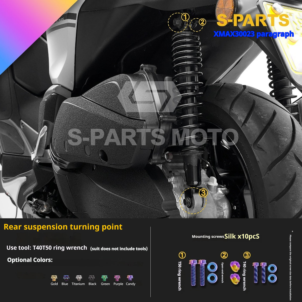 SPARTS Titanium Bolt Set for 2023 XMAX300 | Yamaha Motorcycle Titanium Bolt Upgrade
