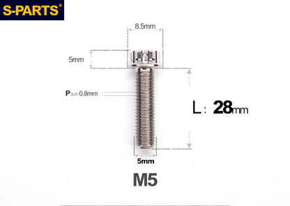 SPARTS M5×6-95mm Standard Head Screw Titanium Bolt for Motorcycle Modification