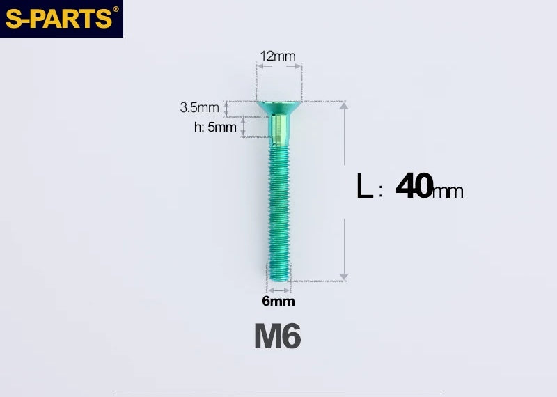 SPARTS M6×10–65mm Titanium Torx Countersunk Bolts for Motorcycle Frames