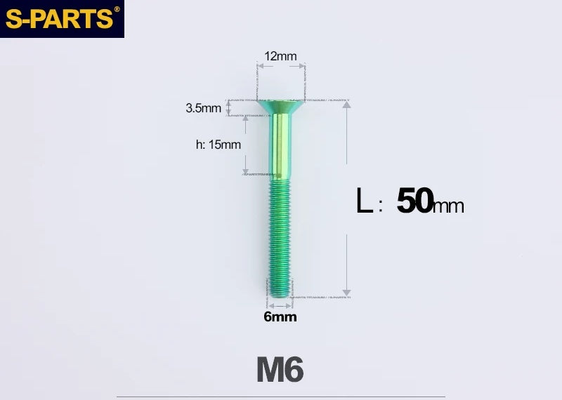 SPARTS M6×10–65mm Titanium Torx Countersunk Bolts for Motorcycle Frames