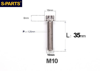 SPARTS M10 L12-120mm P1.25 A3 Series Standard Head Titanium Bolt |  Motorcycle  Upgrade