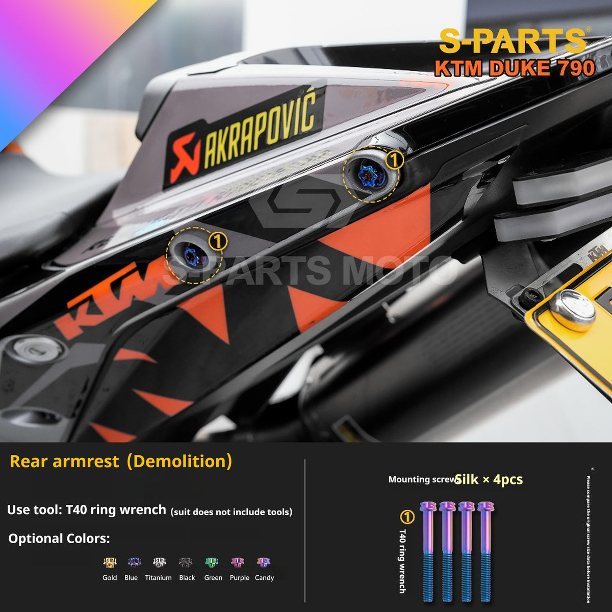 SPARTS TC4 Titanium Bolt Kit Compatible with KTM DUKE 790 – Full Motorcycle Fastener Upgrade