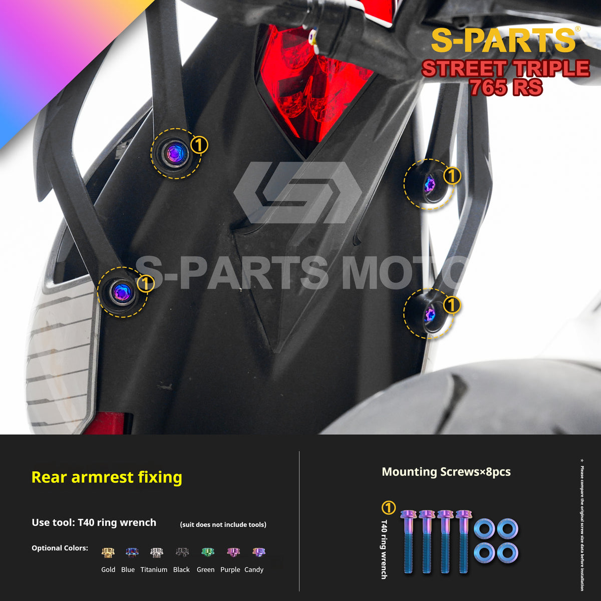 SPARTS Titanium Screw Set for Triumph Street Triple RS –CNC Titanium Upgrade Kit