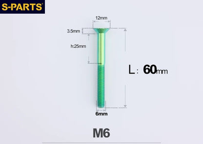 SPARTS M6×10–65mm Titanium Torx Countersunk Bolts for Motorcycle Frames
